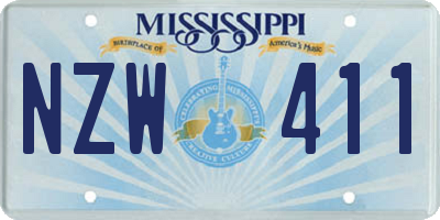 MS license plate NZW411