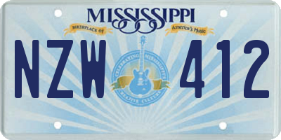 MS license plate NZW412