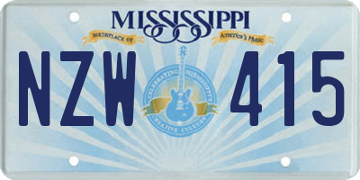 MS license plate NZW415