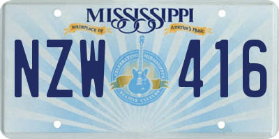 MS license plate NZW416