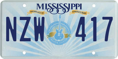 MS license plate NZW417