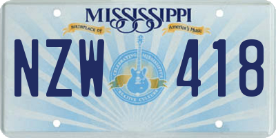 MS license plate NZW418