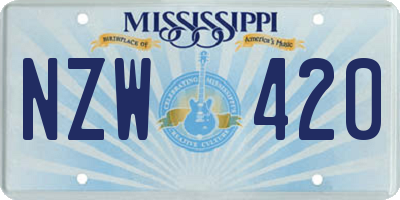 MS license plate NZW420