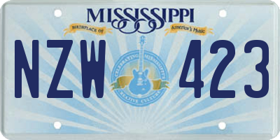 MS license plate NZW423