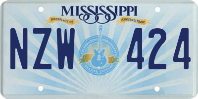 MS license plate NZW424