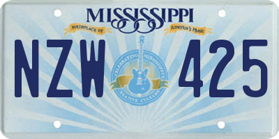 MS license plate NZW425