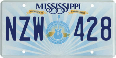MS license plate NZW428