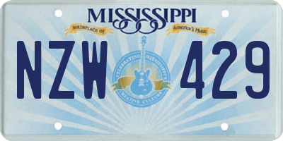 MS license plate NZW429