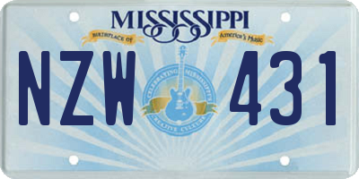 MS license plate NZW431