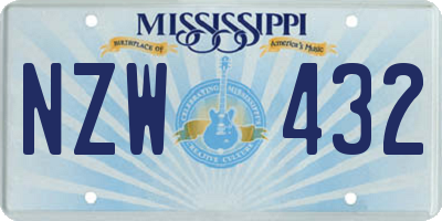MS license plate NZW432
