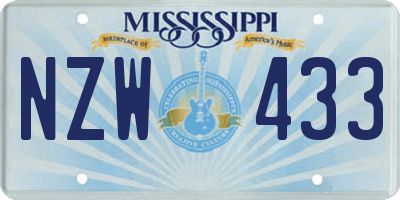 MS license plate NZW433