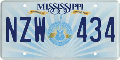 MS license plate NZW434