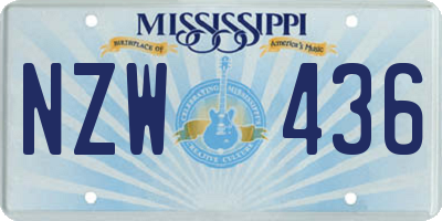 MS license plate NZW436