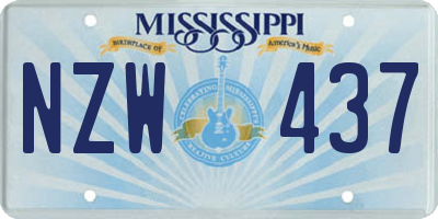 MS license plate NZW437