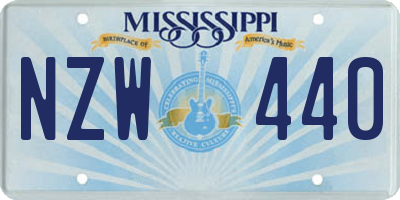 MS license plate NZW440