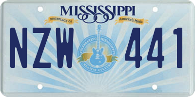 MS license plate NZW441