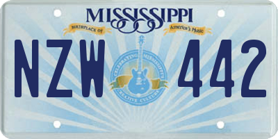 MS license plate NZW442