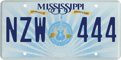 MS license plate NZW444
