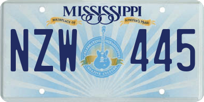 MS license plate NZW445
