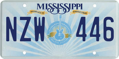 MS license plate NZW446