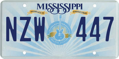 MS license plate NZW447