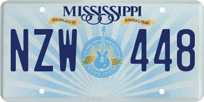 MS license plate NZW448