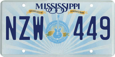 MS license plate NZW449