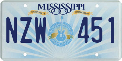 MS license plate NZW451