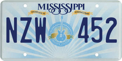 MS license plate NZW452