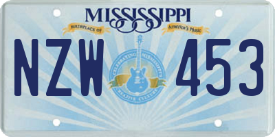 MS license plate NZW453