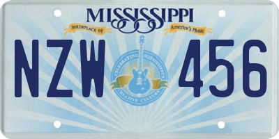 MS license plate NZW456