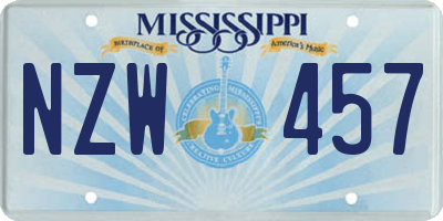 MS license plate NZW457
