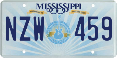 MS license plate NZW459