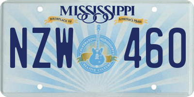 MS license plate NZW460