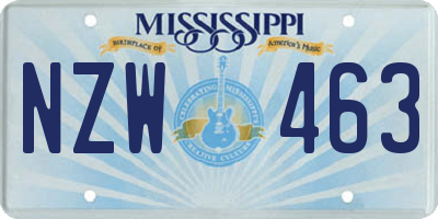 MS license plate NZW463