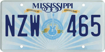 MS license plate NZW465