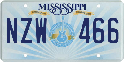 MS license plate NZW466