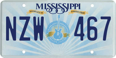 MS license plate NZW467