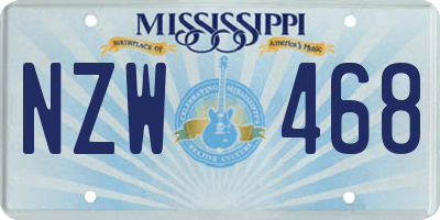 MS license plate NZW468
