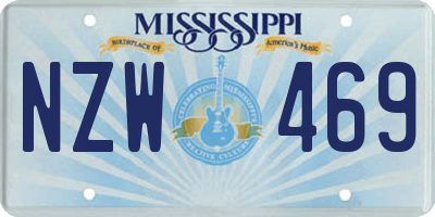 MS license plate NZW469