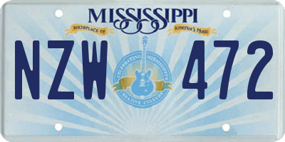 MS license plate NZW472