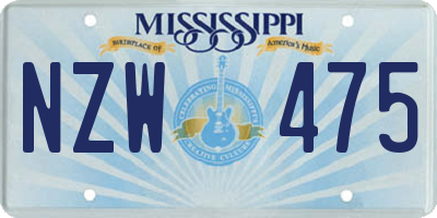 MS license plate NZW475