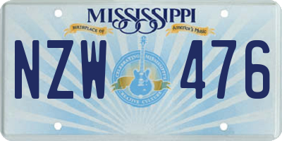 MS license plate NZW476