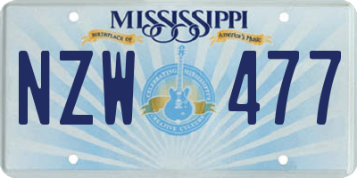 MS license plate NZW477
