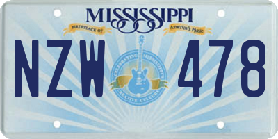 MS license plate NZW478