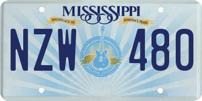 MS license plate NZW480