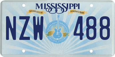 MS license plate NZW488