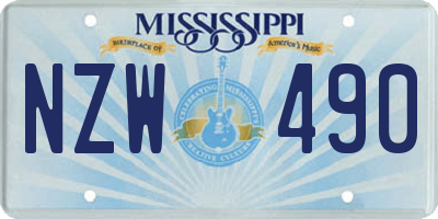 MS license plate NZW490