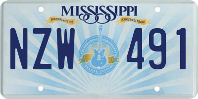 MS license plate NZW491