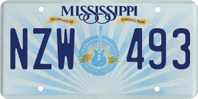 MS license plate NZW493